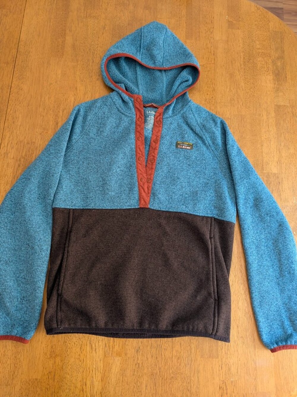 L.L.Bean Colorblock Fleece Hoodie Pullover Small